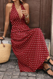 Vintage Neck Hanging V-neck Polka Dot Dress