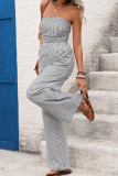 Sleeveless Strapless Striped Jumpsuit