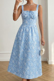 U-neck Backless Jacquard Sleeveless Dress
