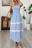 High Waisted Striped Lace Camisole Dress