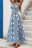 Beach Backless Sleeveless Waist Cinched Dress