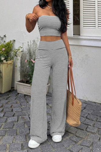 Striped Strapless Vest Pants Two-piece Set