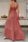 Deep V-neck Vacation Style Waist Cinching Dress