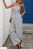 Sleeveless Strapless Striped Jumpsuit