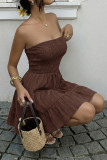 Solid Color Sleeveless Backless Strapless Dress