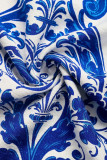 Blue and White Porcelain Printed Backless Dress