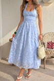 Printed Neck Hanging Slit Sleeveless Dress