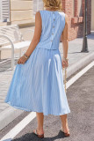 Striped Printed Vest Skirt 2-piece Set