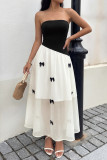 French Retro Bow Strapless Dress