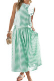 Striped Printed Vest Skirt 2-piece Set