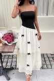 French Retro Bow Strapless Dress