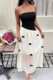 French Retro Bow Strapless Dress