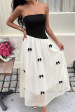 French Retro Bow Strapless Dress
