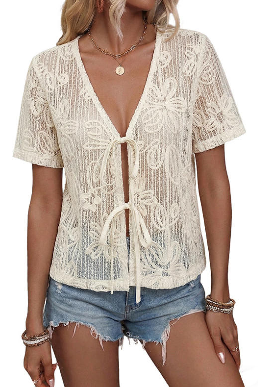 French Retro V-neck Jacquard Cardigan Shirt