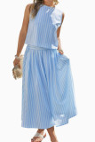 Striped Printed Vest Skirt 2-piece Set