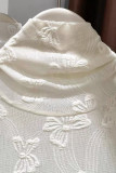 Solid Color Lace High Neck Long Sleeved Shirt