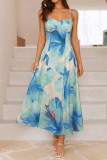 Holiday Style Floral Print Sleeveless Dress