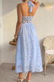 Printed Neck Hanging Slit Sleeveless Dress