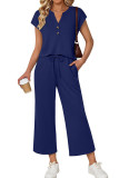 Round Neck Short Sleeved Cropped Pants 2-piece Set