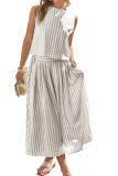Striped Printed Vest Skirt 2-piece Set
