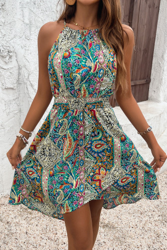 Bohemia Hanging Neck Waist Cinching Dress