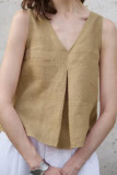 Sleeveless V-neck Cotton Linen Loose Vest