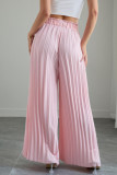 High Elastic Waisted Pleated Wide Leg Pants