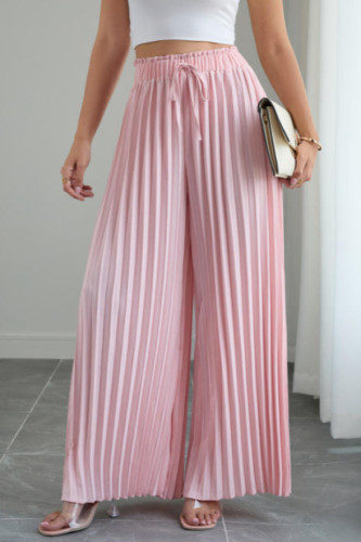 High Elastic Waisted Pleated Wide Leg Pants