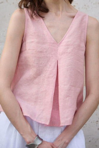 Sleeveless V-neck Cotton Linen Loose Vest