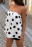 Polka Dot Backless Strapless Vest