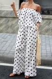 Polka Dot Off-Shoulder Shirt Pants 2-Piece Set