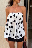 Polka Dot Backless Strapless Vest