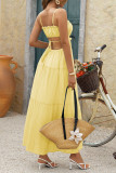 Solid Color Bohemian High Waisted Camisole Dress