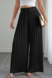 High Elastic Waisted Pleated Wide Leg Pants