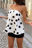 Polka Dot Backless Strapless Vest