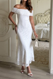 Solid Color One Shoulder Strapless Jacquard Dress