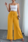 High Elastic Waisted Pleated Wide Leg Pants