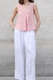 Sleeveless V-neck Cotton Linen Loose Vest