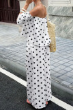 Polka Dot Off-Shoulder Shirt Pants 2-Piece Set