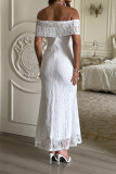 Solid Color One Shoulder Strapless Jacquard Dress