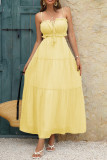 Solid Color Bohemian High Waisted Camisole Dress