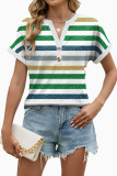 V-neck Button Loose Short Sleeved T-shirt