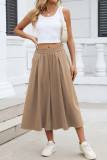 High Elastic Waist Pleated Pocket Wide Leg Pants