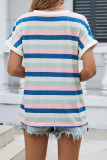 V-neck Button Loose Short Sleeved T-shirt
