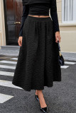 Solid Color Elastic Waist Simple Half Skirt