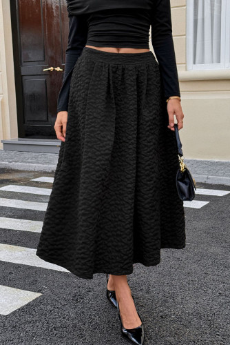 Solid Color Elastic Waist Simple Half Skirt