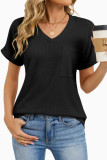 Waffle V-neck Pocket Short Sleeved T-shirt