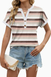 V-neck Button Loose Short Sleeved T-shirt