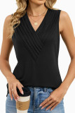 V-neck Sleeveless Solid Color Vest