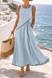 Vacation Style Round Neck Sleeveless Dress